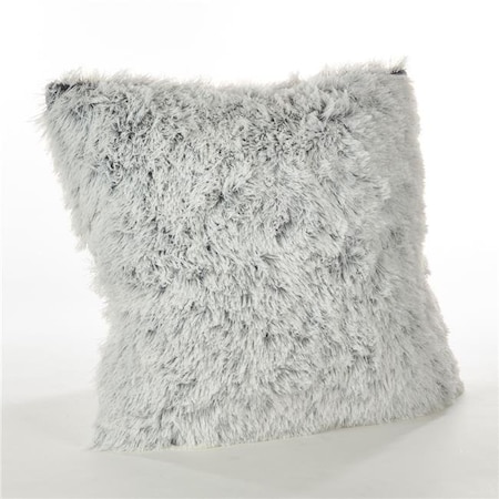 SARO 1593.W18S 18 In. Square Juneau Two-tone Faux Fur Pillow With Down Filled  White